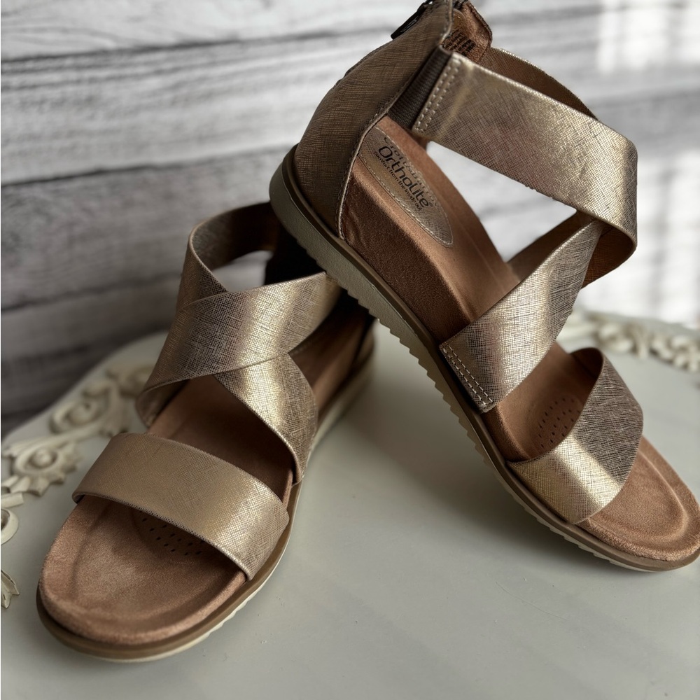 Gold Sandals Ortholite cushioned sole with Gladiator Style Straps